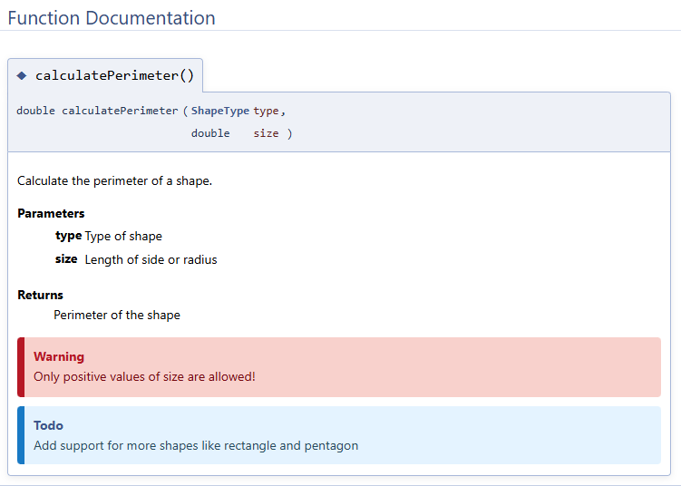 doxygen example calculate function